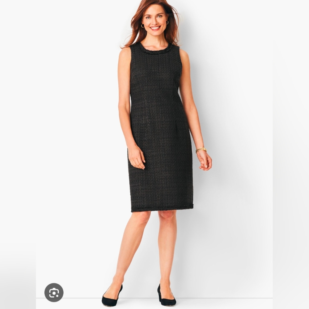 Talbots Black Tweed Fringe Sleeveless Dress 8